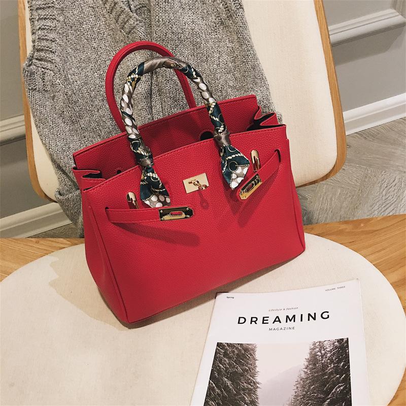 Frauen Taschen Mode Lychee Muster Platin Tasche Hand Schulter Diagonal Weibliche Tasche rot