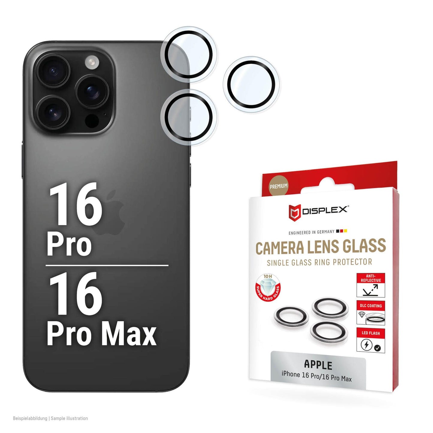 DISPLEX Premium Camera Lens Glass, iPhone 16 Pro/16 Pro Max