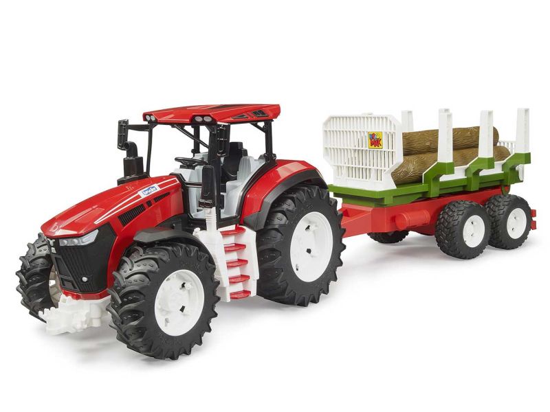 BRUDER ROADMAX Traktor mit Rückeanhänger und 3 Baumstämmen