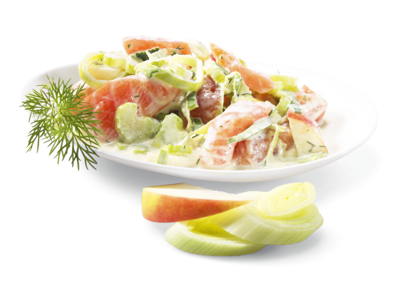 Räucherlachs, Apfel, Sellerie