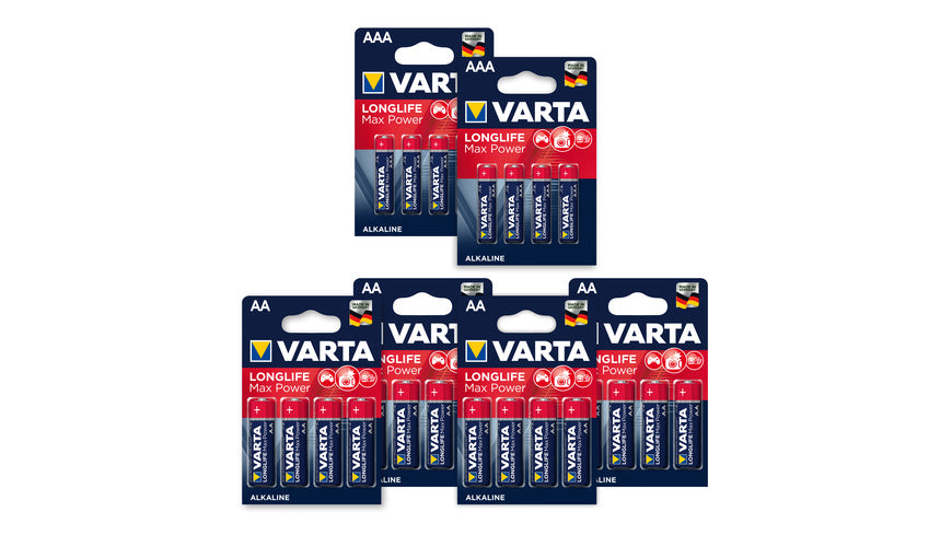 Varta Longlife Power Max, Alkaline Batterie - Vorratspack, 8 x Micro AAA und 16 x Mignon AA