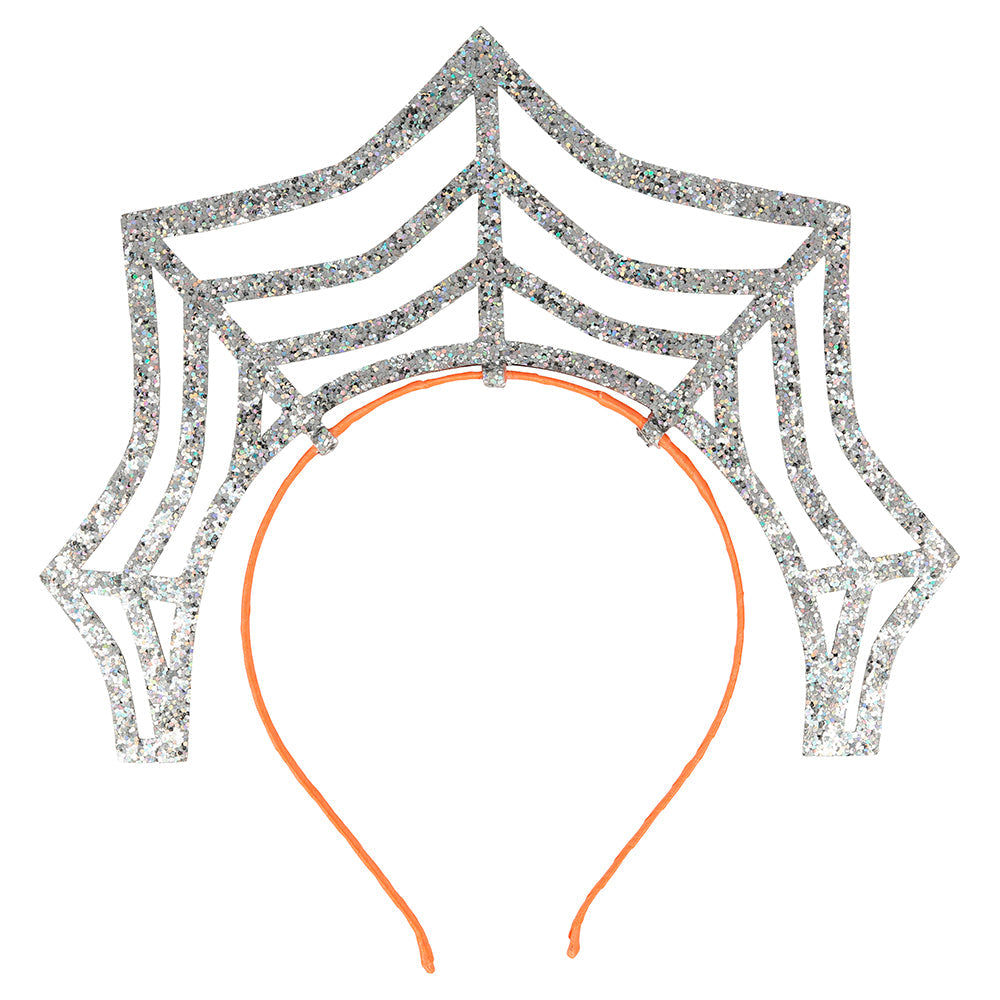 Halloween Haarreif Spinnennetz silber