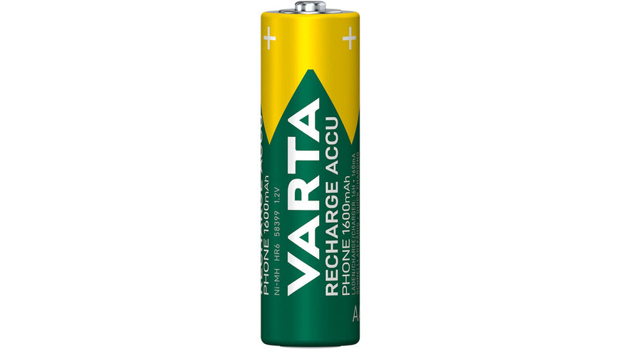VARTA 2er-Set NiMH-Mignon-Akku RECHARGE ACCU Phone 1600 mAh, AA, HR6