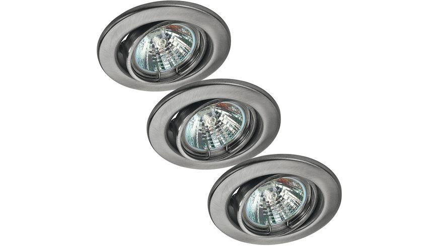 HEITRONIC 3er-Spar-Set Edelstahl-Einbausfassung DL6801, schwenkbar, rund, IP20