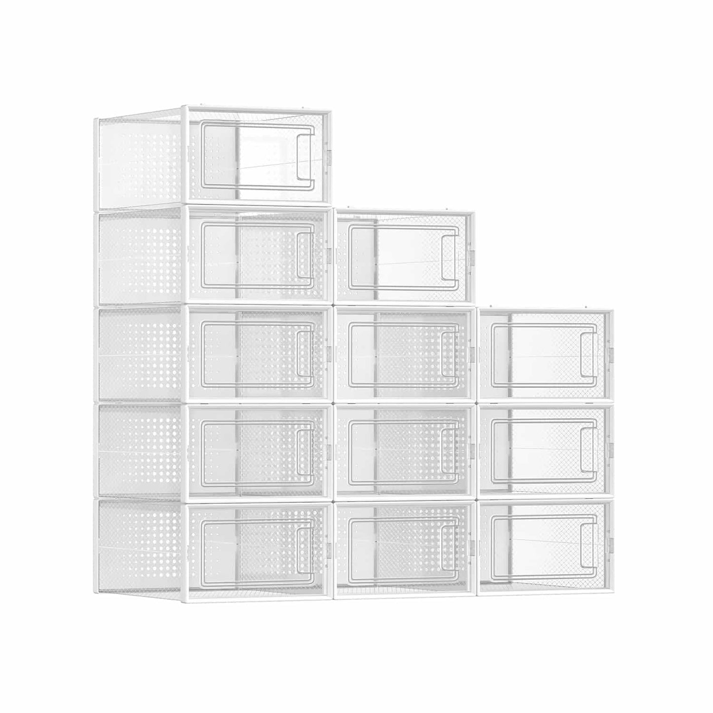 12er Set Schuhboxen für Schuhe bis Größe 44