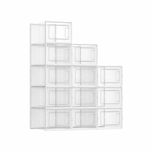 12er Set Schuhboxen für Schuhe bis Größe 46