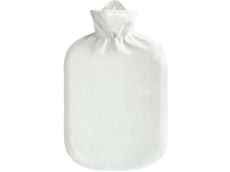 Sänger Wärmflasche mit Fleecebezug, weiß