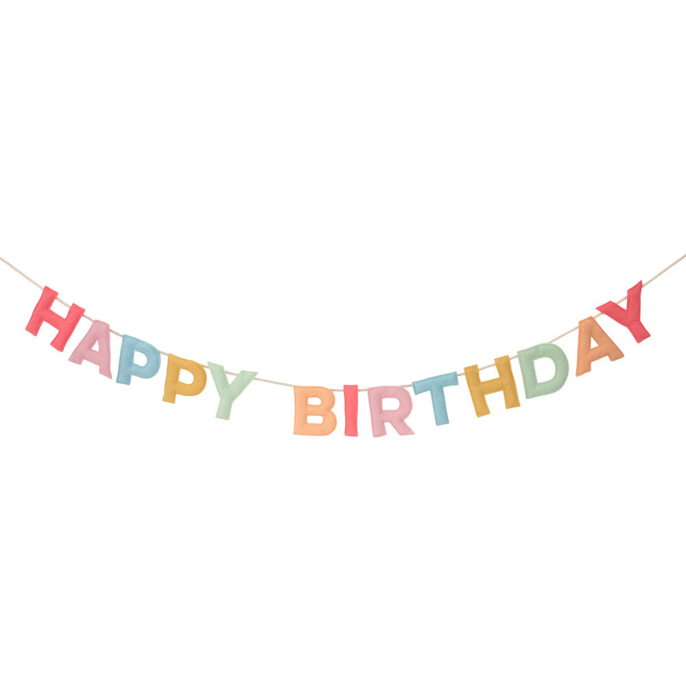 Stoffgirlande Happy Birthday bunt