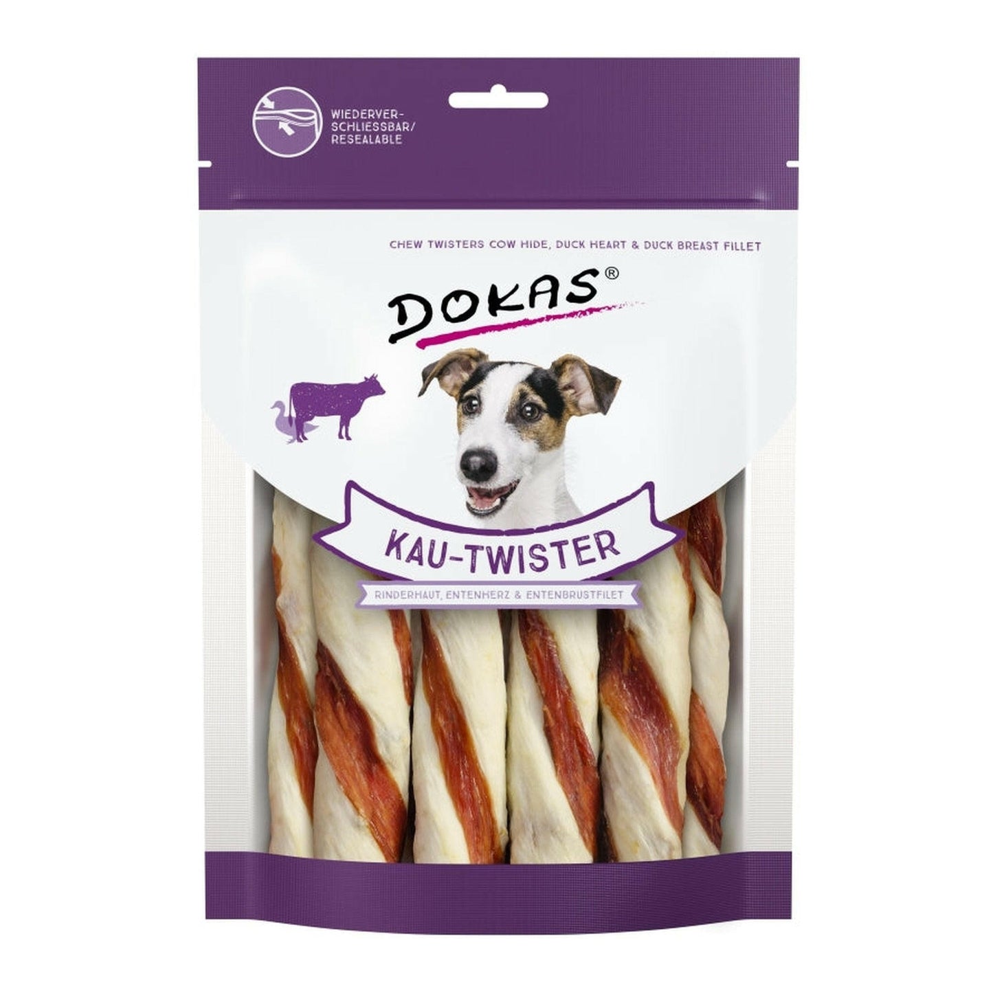 Dokas Kau-Twister Rinderhaut, Entenherz & Entenbrust 9x200g