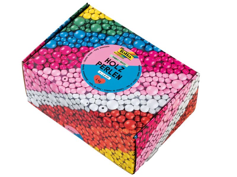 Folia Holzperlen »Basic« Jumbo Pack, 1 kg, sortiert
