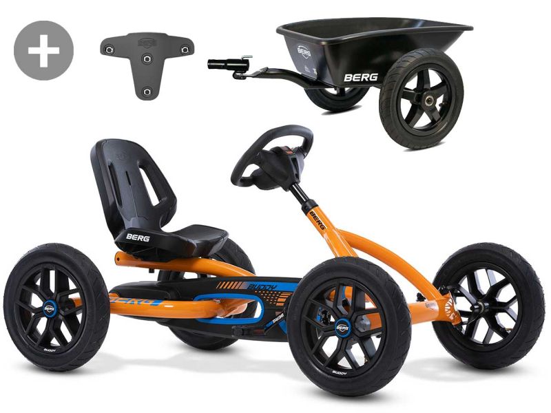 BERG Buddy B-Orange 2.0 Pedal-Gokart mit Anhänger und Soundbox