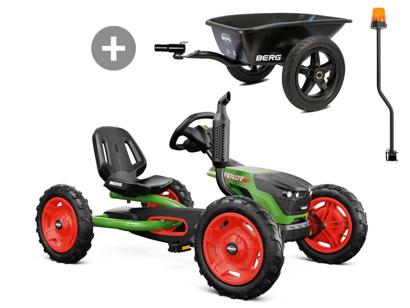 BERG Buddy Fendt Pedal-Gokart mit Anhänger und Rundumlicht
