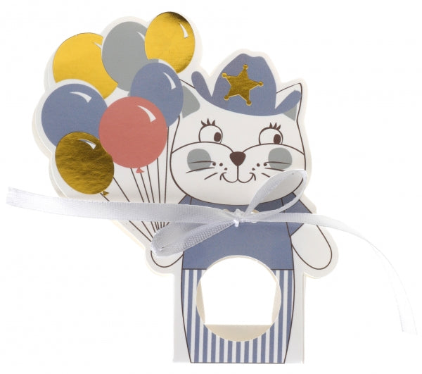 Katzenparty Gastgeschenk blau