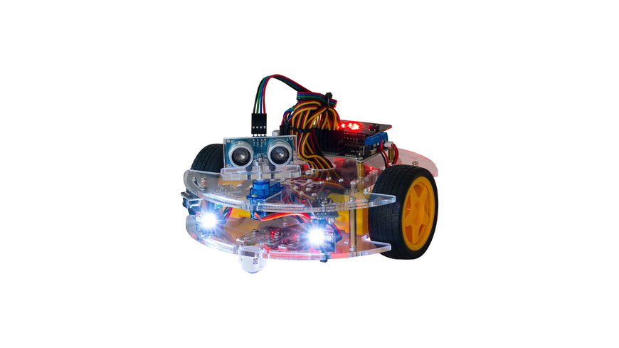 Joy-IT programmierbares Roboterauto Joy-Car inkl. micro:bit v2 und beweglichem Ultraschallsensor