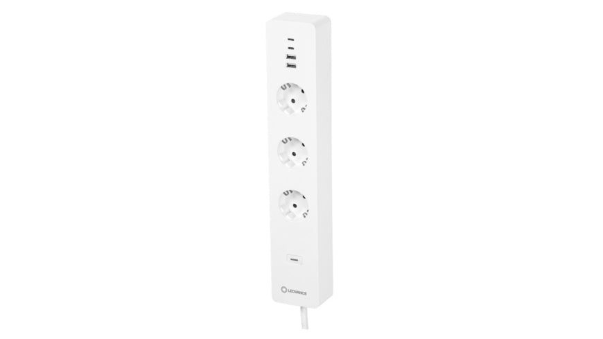 LEDVANCE SMART+ WiFi MULTI POWER SOCKET / Schalt-Mess-Steckdosenleiste, 4 USB-Ports, 3680 W / 16 A