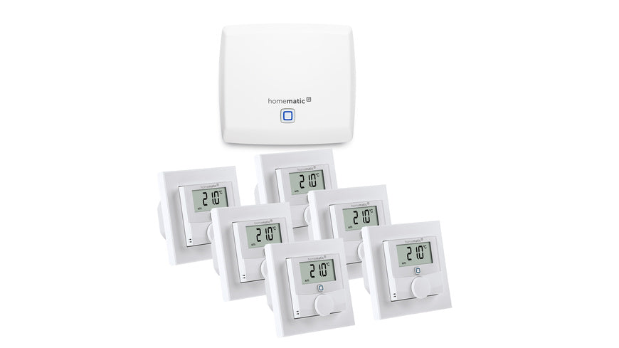 Homematic IP Set Raumklima mit Access Point, 6x Wandthermostat mit Schaltausgang 230 V