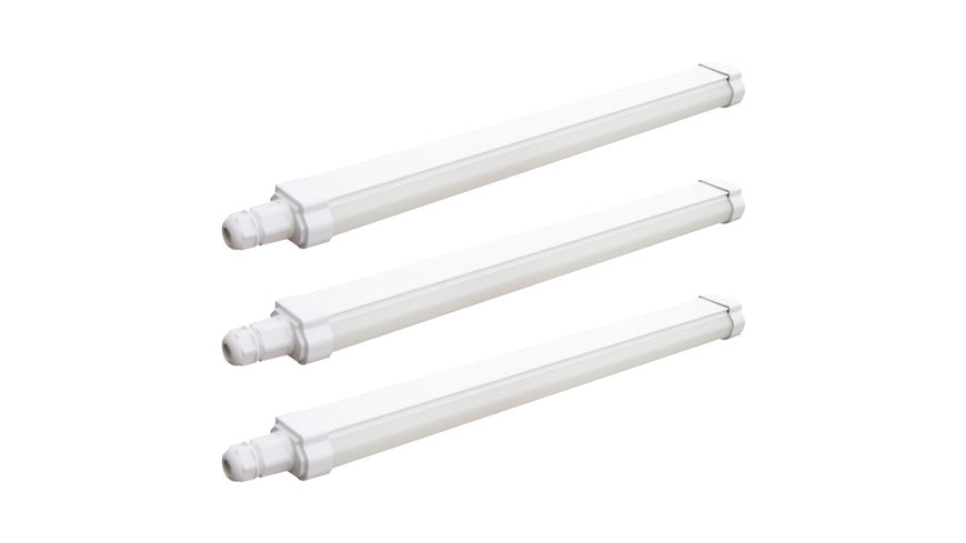 Blulaxa 3er-Set 25-W-LED-Feuchtraumwannenleuchte HumiLED fix slim, 3000 lm, 4000 K, IP65, 150 cm