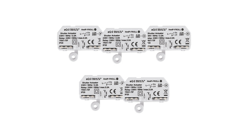Homematic IP Smart Home 5er-Set Rollladenaktor HmIP-FROLL – Unterputz, auch für Markisen geeignet