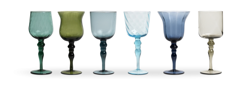 Weingläser 6er Set Blau Grün Bitossi 20 cm