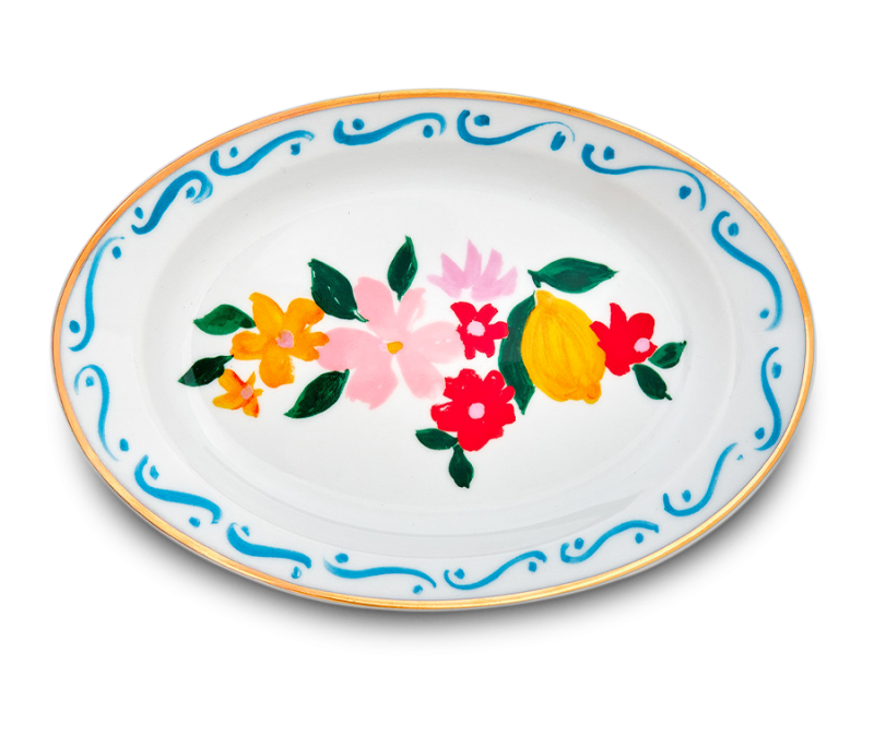 Teller oval Blume & Zitrone Bitossi 19,5*13cm