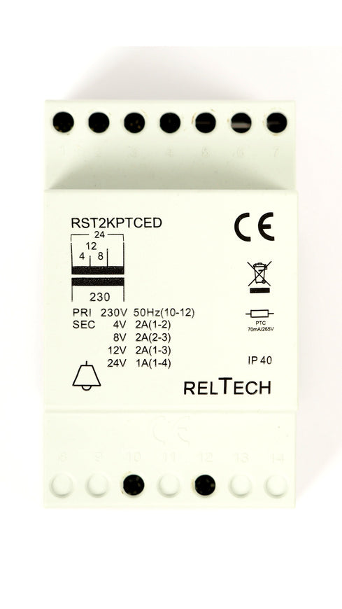 RELTECH Sicherheitstransformator RST2PTCED, 4-8-12-24V/2-2-2-1A
