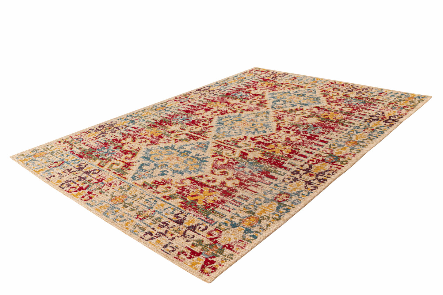 Teppich Charme 125 Multi / Rot 80cm x 150cm | Flachflor-Teppich