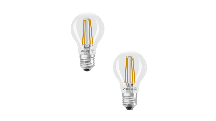 Osram LED Classic A 75, Filament, EEK A, 5 W, 1055 lm, E27, warmweiß, klar, 2er Pack