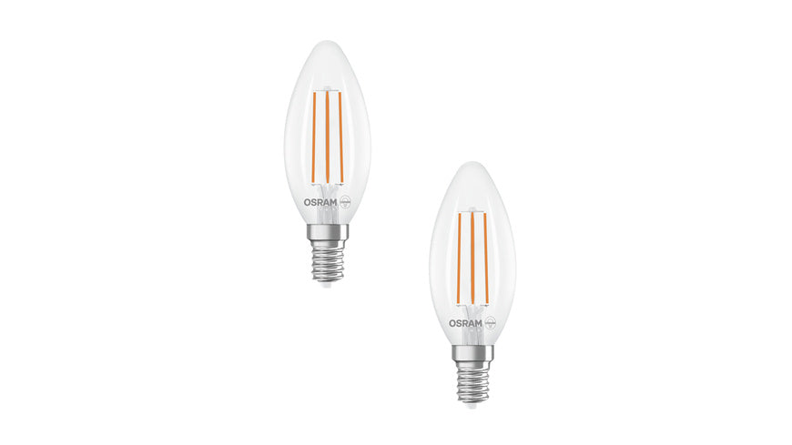 Osram LED Classic B 40, Filament, EEK A, 2,2 W, 470 lm, E14, warmweiß, klar, 2er Pack