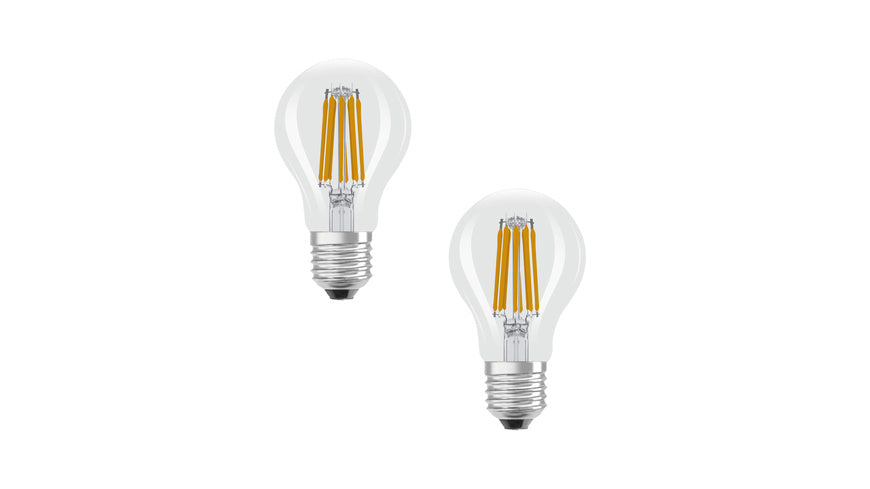 Osram LED Classic A 100, Filament, EEK A, 7,2 W, 1521 lm, E27, kaltweiß, klar, 2er Pack