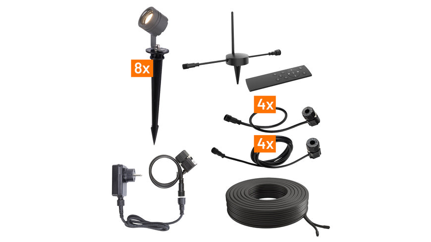 Die Bold Set 24V-Garten Akzentbeleuchtung, 8 Strahler