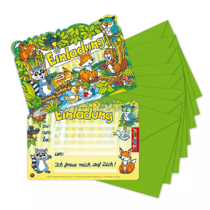 Waldtiere Stanzkarten Einladungs - Set