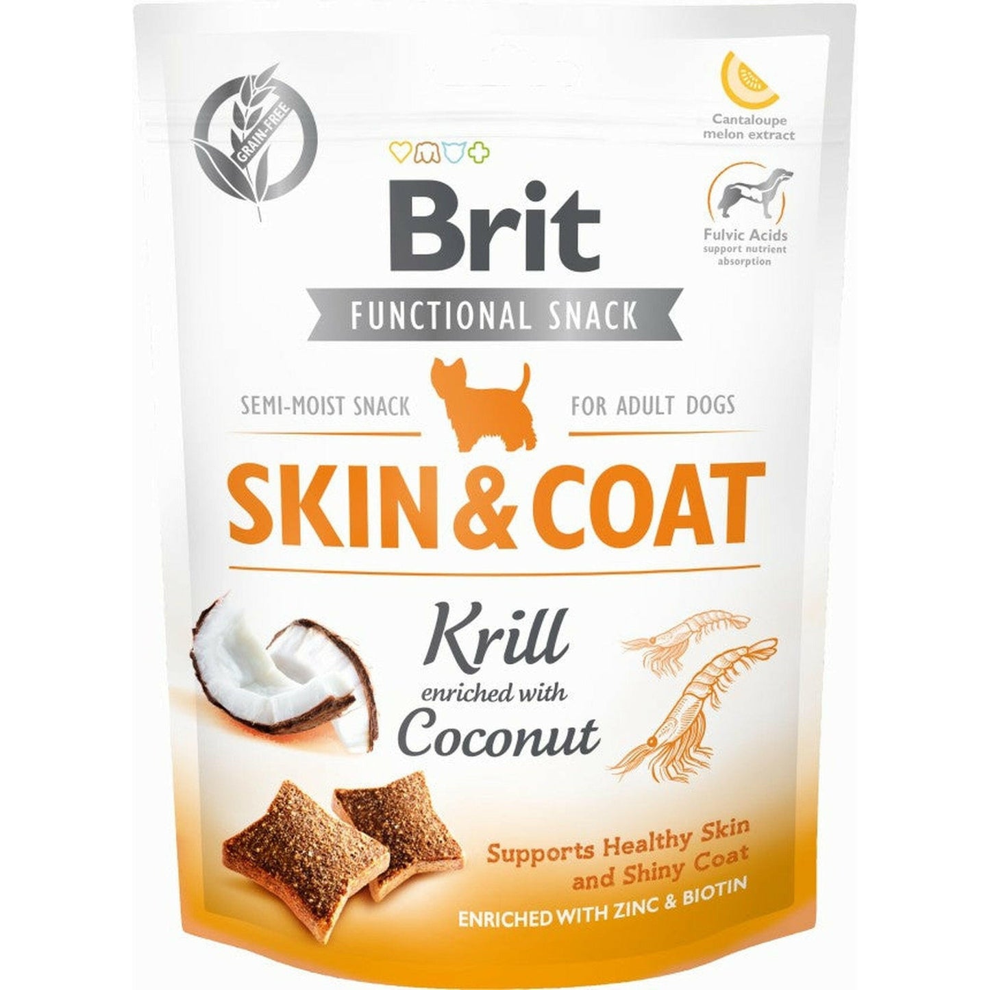 Brit Functional Snack Skin & Coat Krill + Kokos 150g