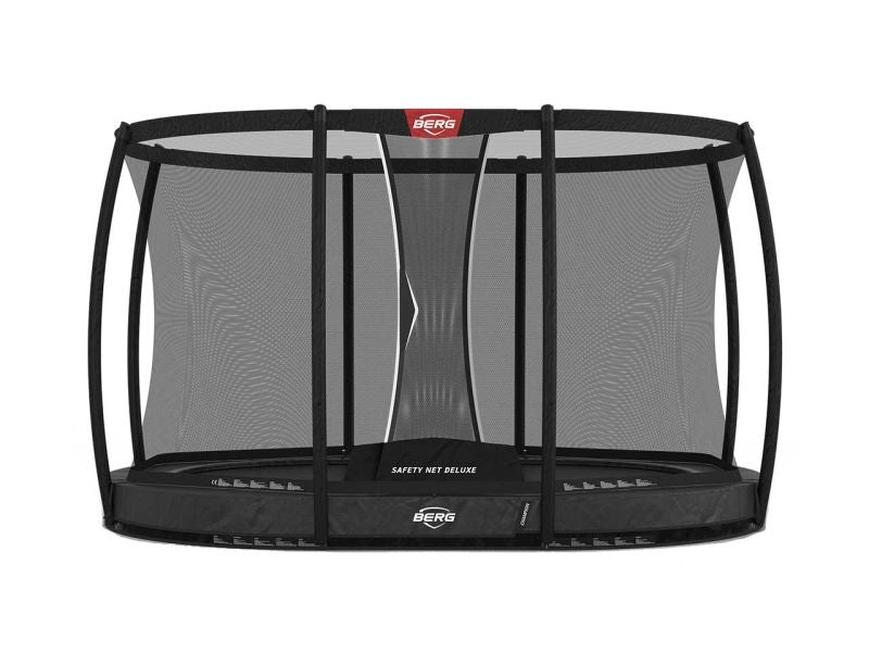 BERG Trampolin Grand Champion InGround 350 Grey mit AirFlow Pro inkl. Sicherheitsnetz Deluxe
