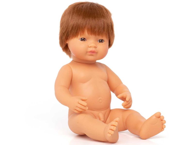 miniland dolls Babypuppe europäischer Junge ohne Kleidung, rothaarig
