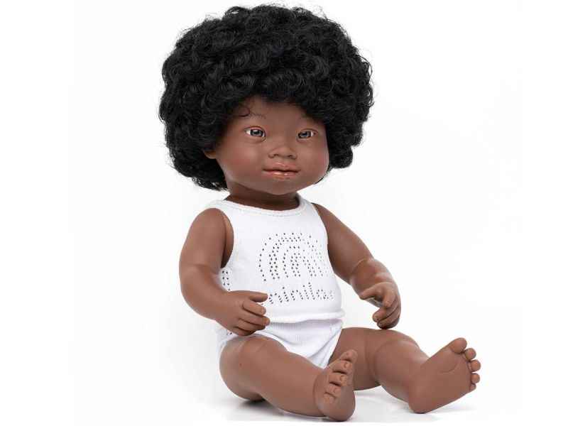 miniland dolls Babypuppe afrikanisches Mädchen mit Down-Syndrom