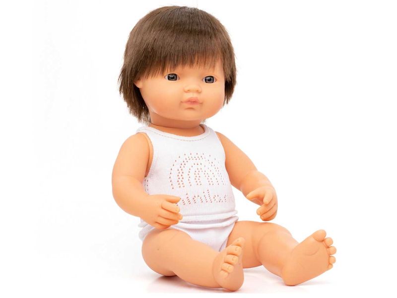 miniland dolls Babypuppe europäischer Junge, braunhaarig