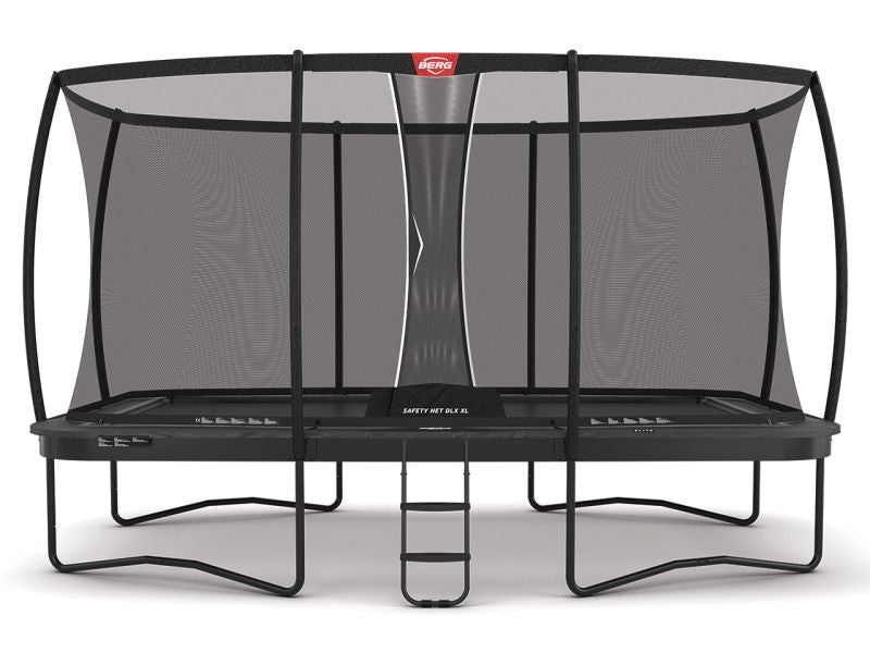 BERG Trampolin Ultim Elite Regular 500 Grey mit AirFlow Pro inkl. Sicherheitsnetz Deluxe XL und Leiter