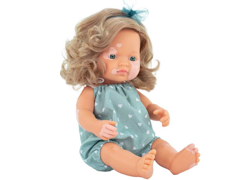 miniland dolls Babypuppe europäisches Mädchen mit Pigmentstörung