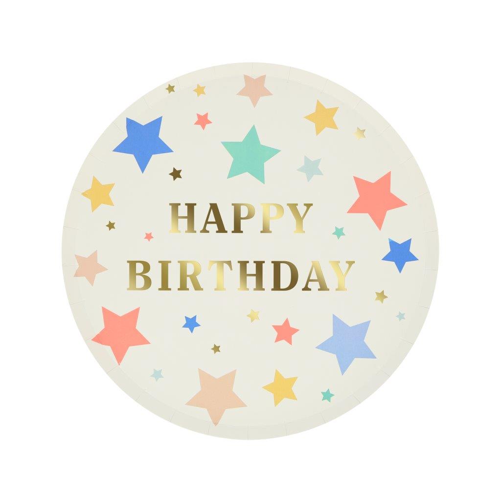 Happy Birthday Stars Pappteller klein