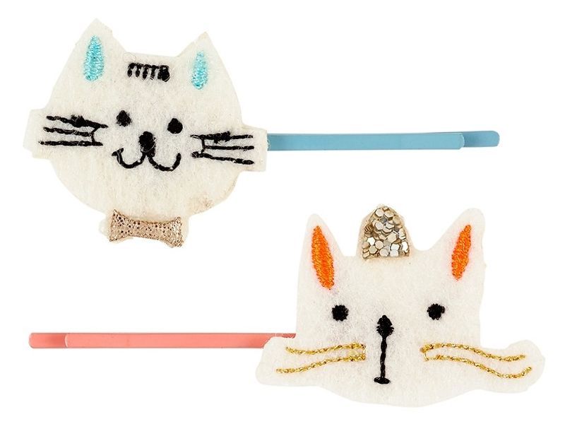 Katze Haarspangen weiss