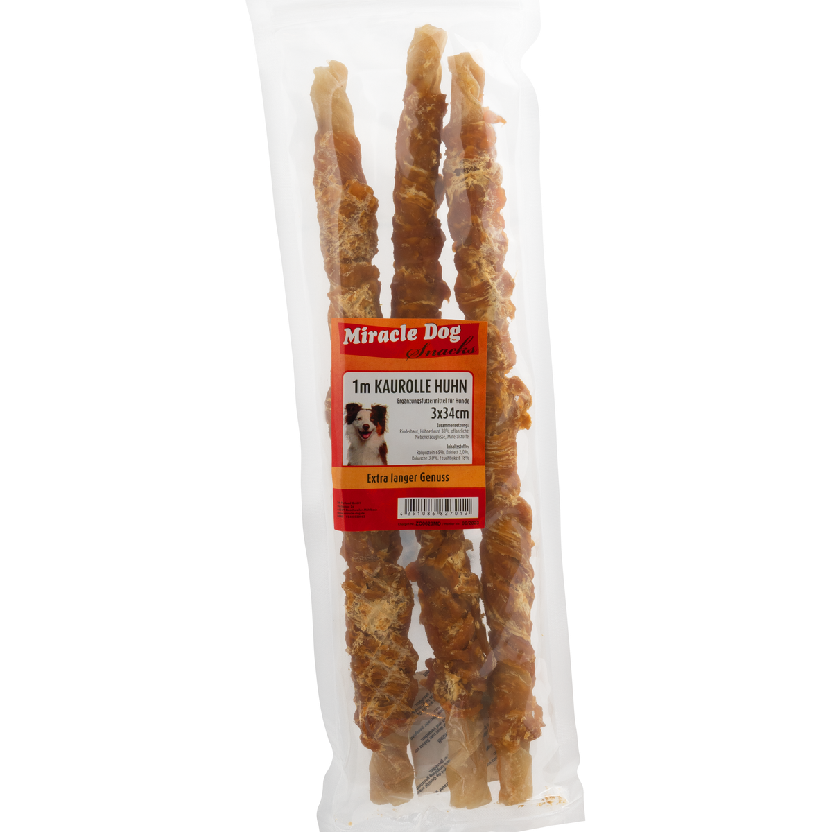 Miracle Dog 1m Kaurolle Huhn 34cm - 3 Stück - 8er Pack