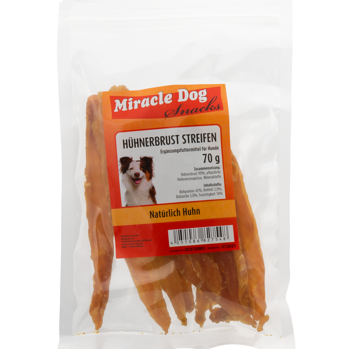 Miracle Dog Hühnerbrust Streifen 70g - 24er Pack