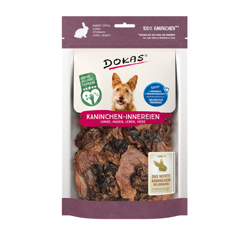 Dokas Dog Snack Kaninchen-Innereien (Herz, Lunge, Magen, Leber) 7x100g