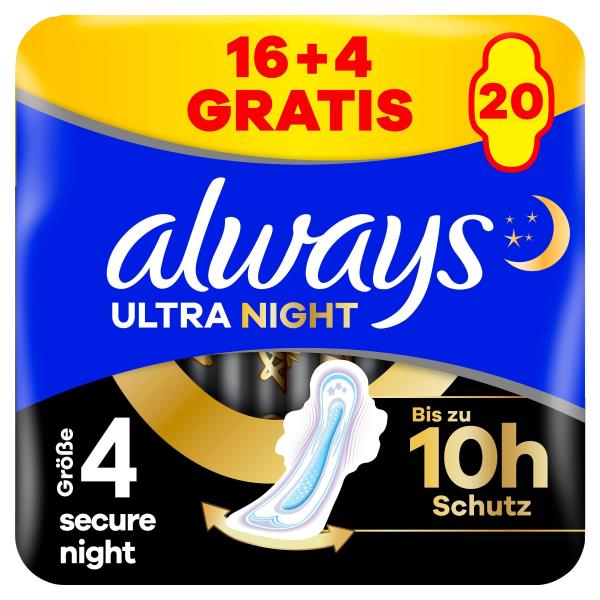 Always Ultra Secure Night Binde mit Flügeln (Größe 4)