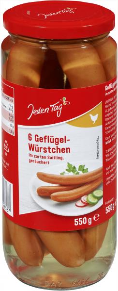 Jeden Tag Geflügelwürstchen