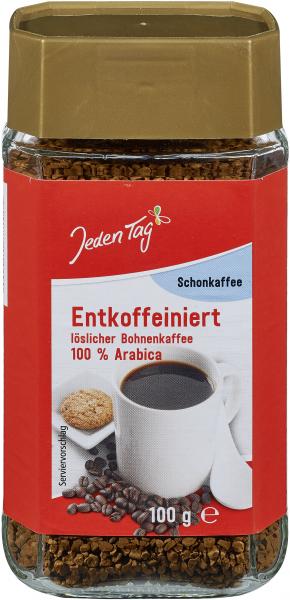 Jeden Tag Schonkaffee Entkoffeiniert löslicher Bohnenkaffee