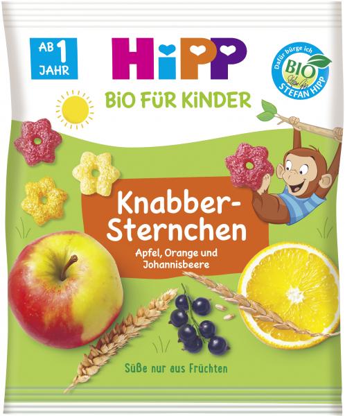 Hipp Bio Knabber-Sternchen Apfel, und Johannisbeere