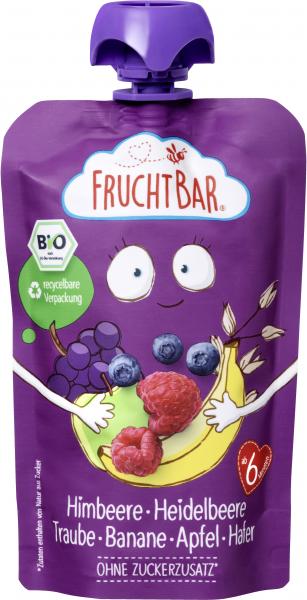 FruchtBar Bio Quetschie Fruchtpüree Himbeere-Heidelbeere-Traube-Banane-Apfel-Hafer