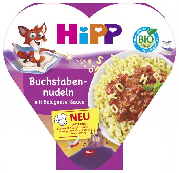 Hipp Kinderteller Buchstaben-Nudeln mit Bolognese-Sauce