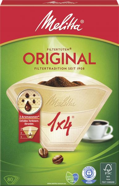 Melitta Filtertüten Naturbraun 1x4 - 80 Stück